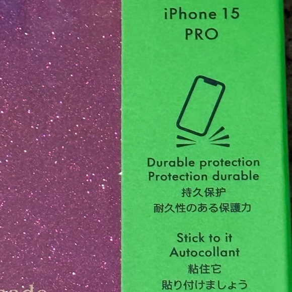 Kate Spade Purple Glitter Phone Case for iPhone 15 Pro - Picture 3 of 3
